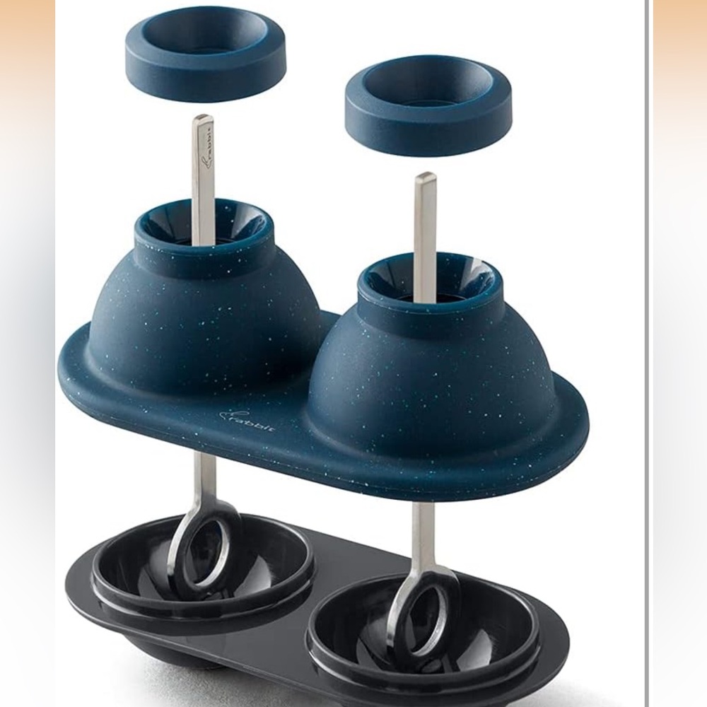 🔵 Houdini Swizzle Sphere Ice Mold, 2 Piece Tray, Navy NEW in box - Picture 4 of 7